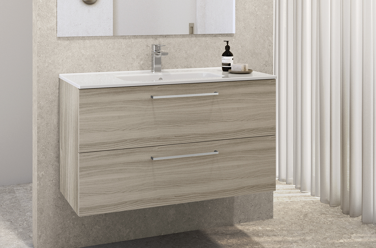 Tendencia muebles de baño blanco y madera